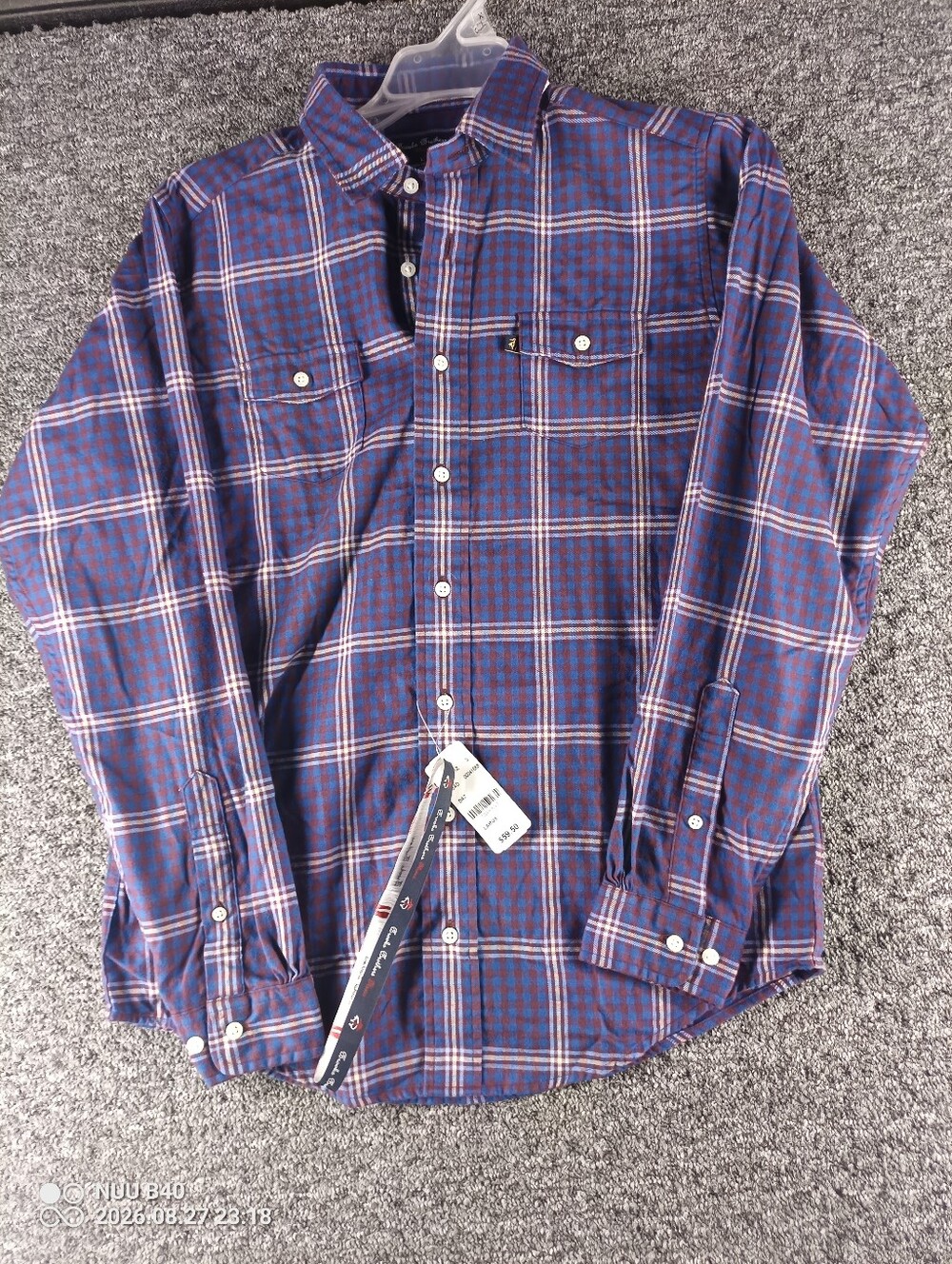 Brooks Brothers Plaid Cotton Button-Down Shirt in Blue and Brown NWT